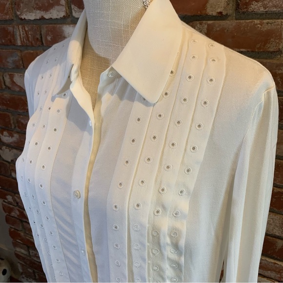 Frame Tuxedo Style Off White Button Down Blouse - Picture 3 of 7